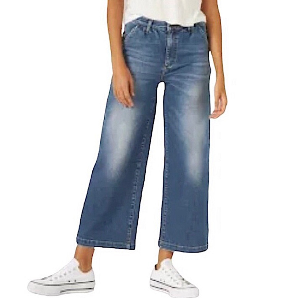 LEE Vintage Modern High Rise Cropped Wide Leg Blue Jeans Size 26 NEW